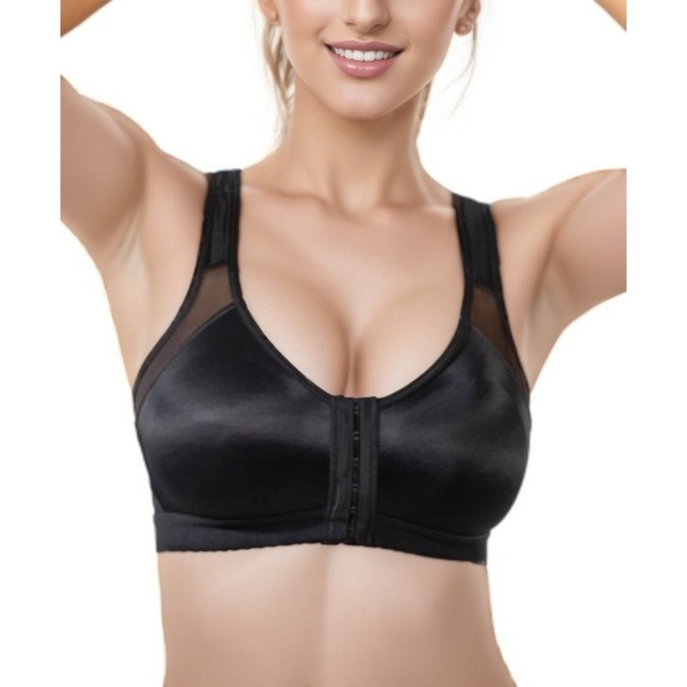 Leonisa Womens Posture Corrector Wireless Bra Black 36 Front Closure Shaper NWT